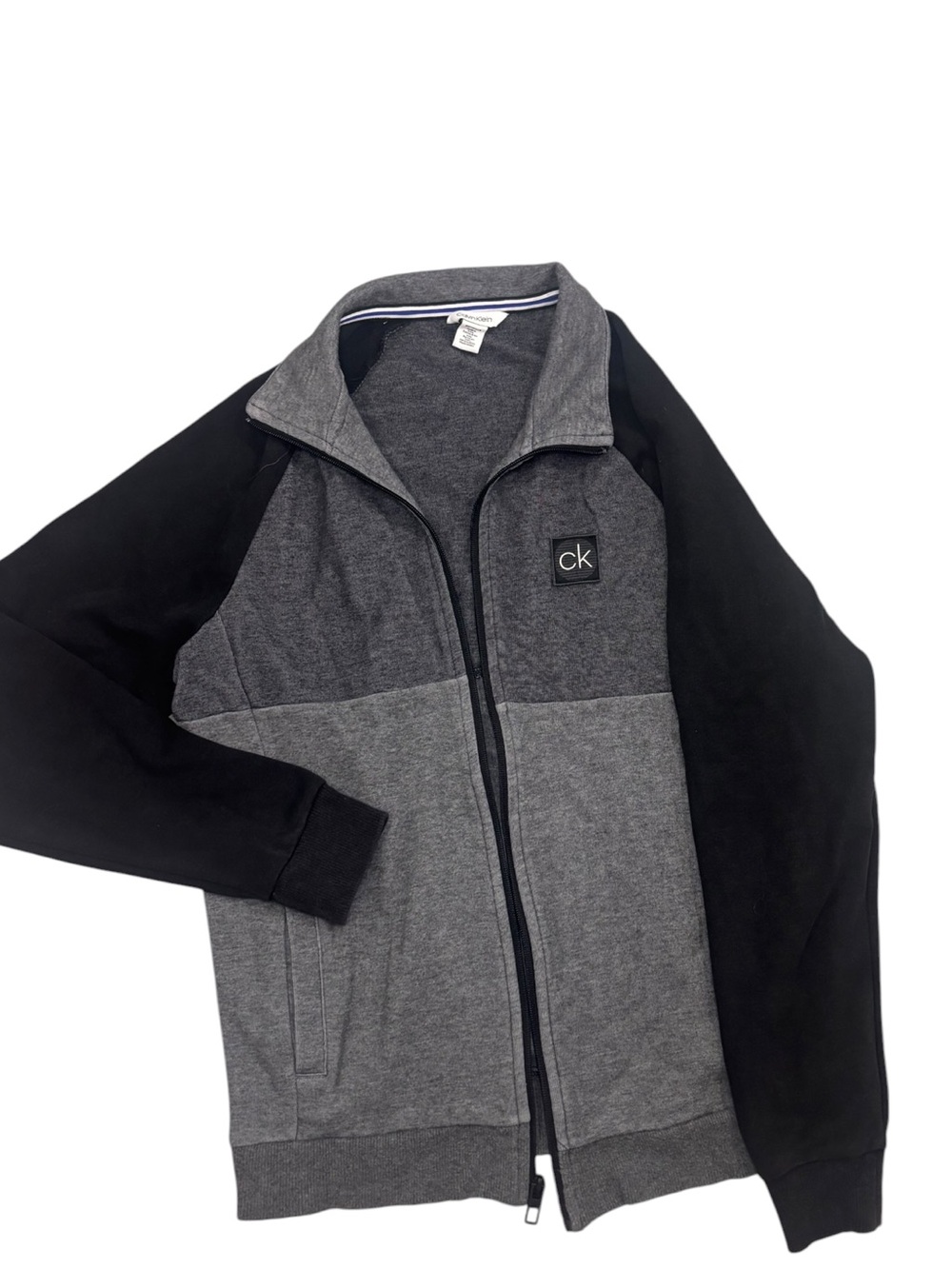 Calvin Klein XS Grey Black Colorblock Full Zip Jacket
